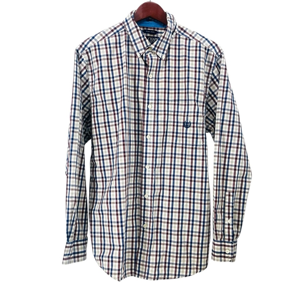 Chaps Men's Blue Red & White Plaid Shirt Size L 10704